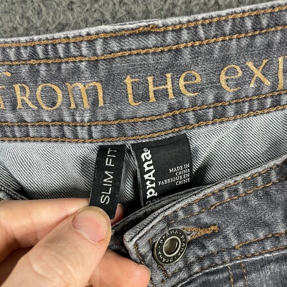 Prana Jeans Mens 32x34 Gray Bridger Slim Fit Dark Wash Denim Stretch Outdoor - Picture 4 of 16